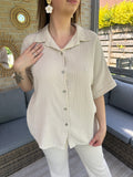 Isabella Blouse Korte Mouwen Beige