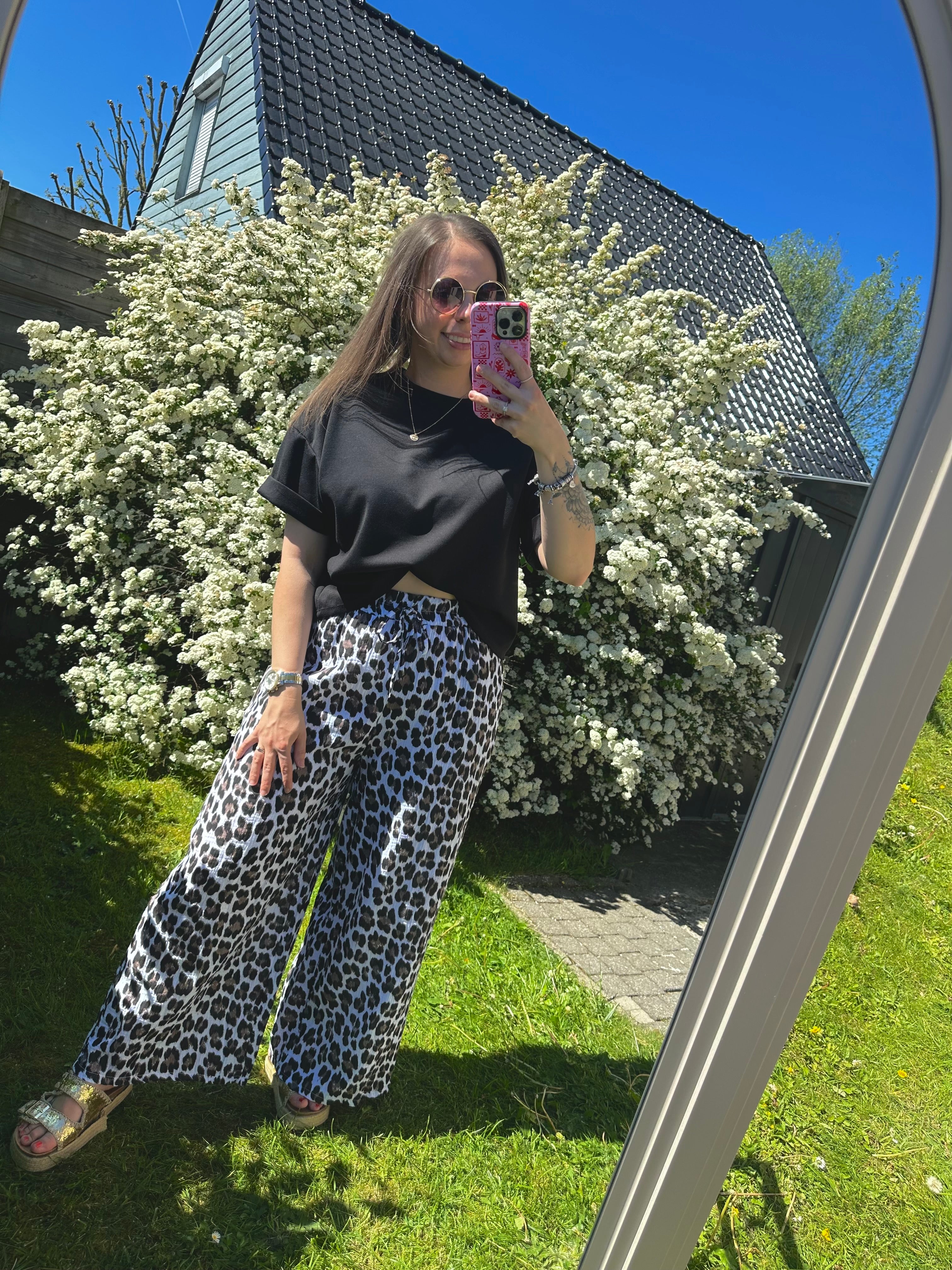 Marthe Leopard Pants White