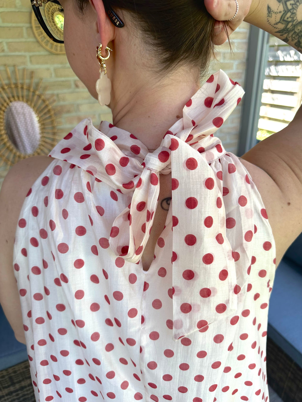 Sabrina Dress Polka Dots Burgundy