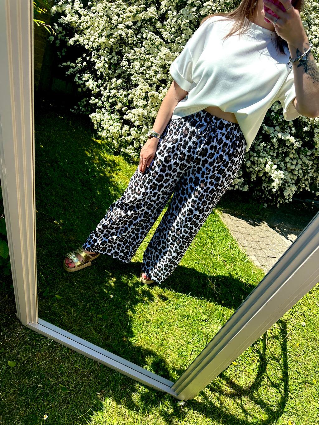 Marthe Leopard Pants White