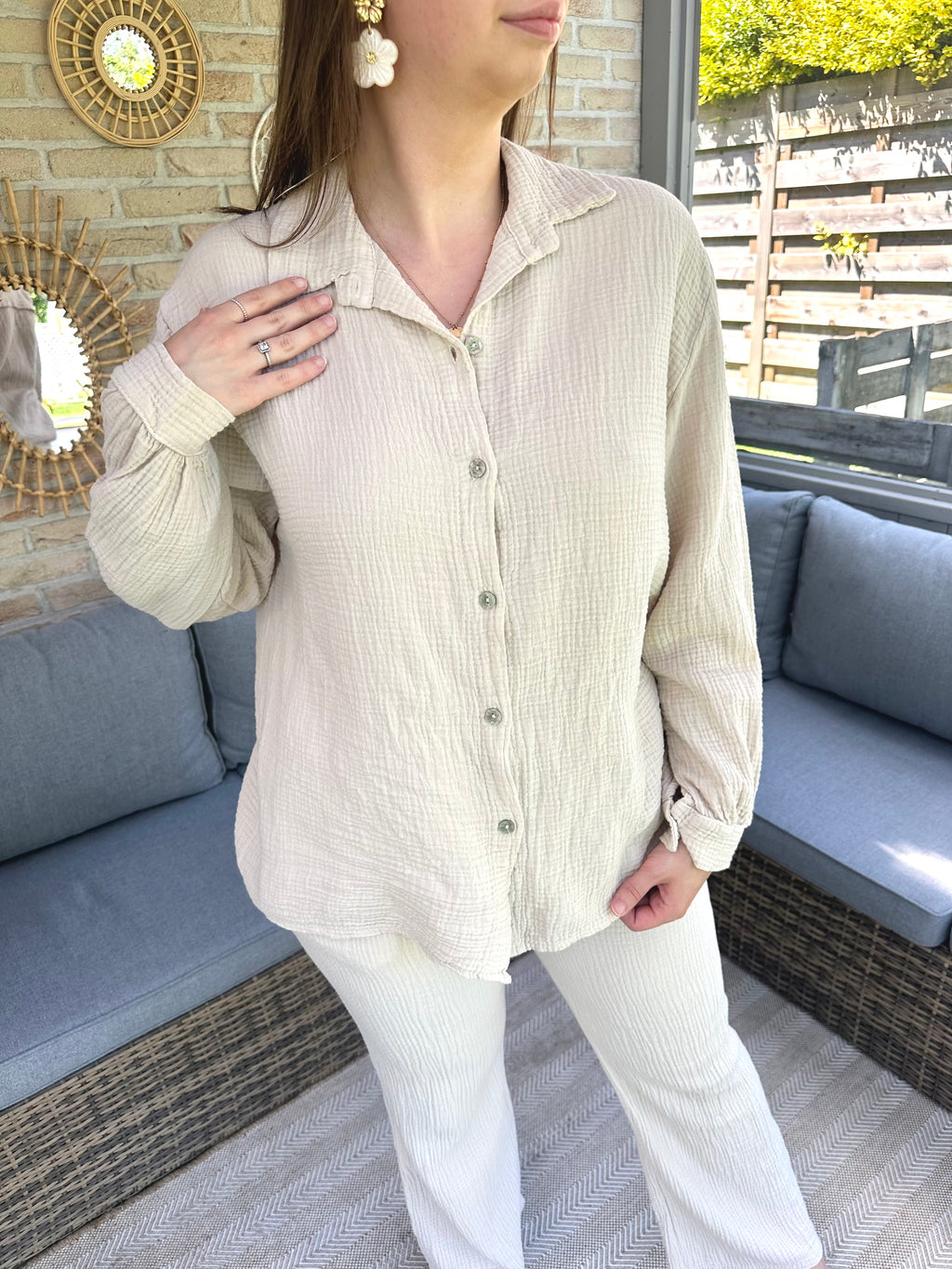 Isabella Blouse Lange Mouwen Beige