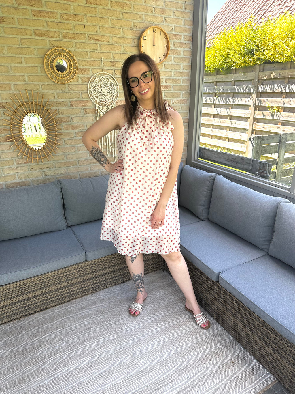 Sabrina Dress Polka Dots Burgundy