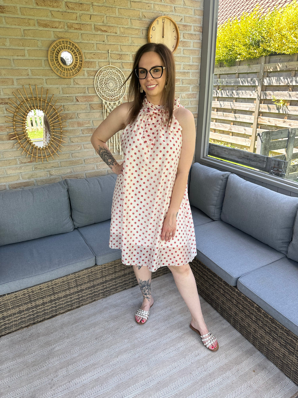 Sabrina Dress Polka Dots Burgundy