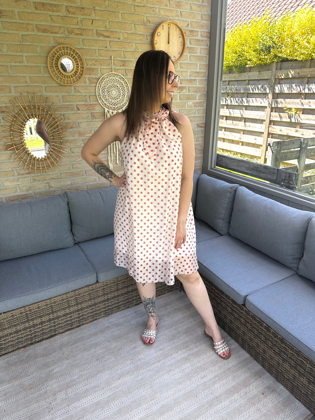 Sabrina Dress Polka Dots Burgundy