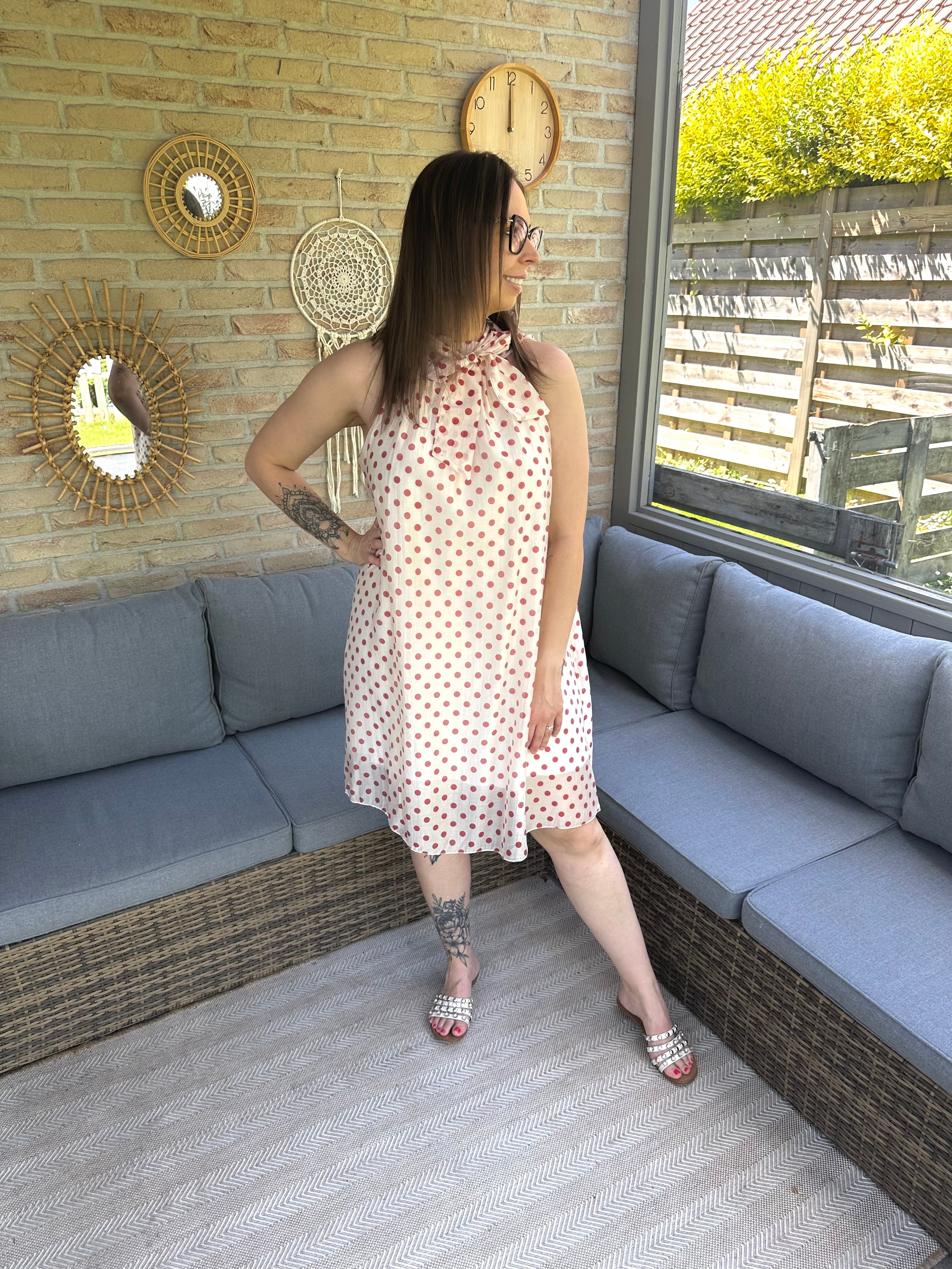 Sabrina Dress Polka Dots Burgundy