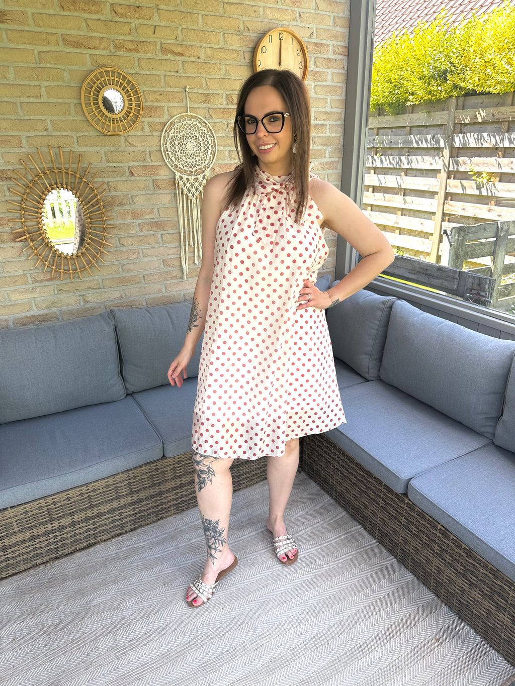 Sabrina Dress Polka Dots Burgundy