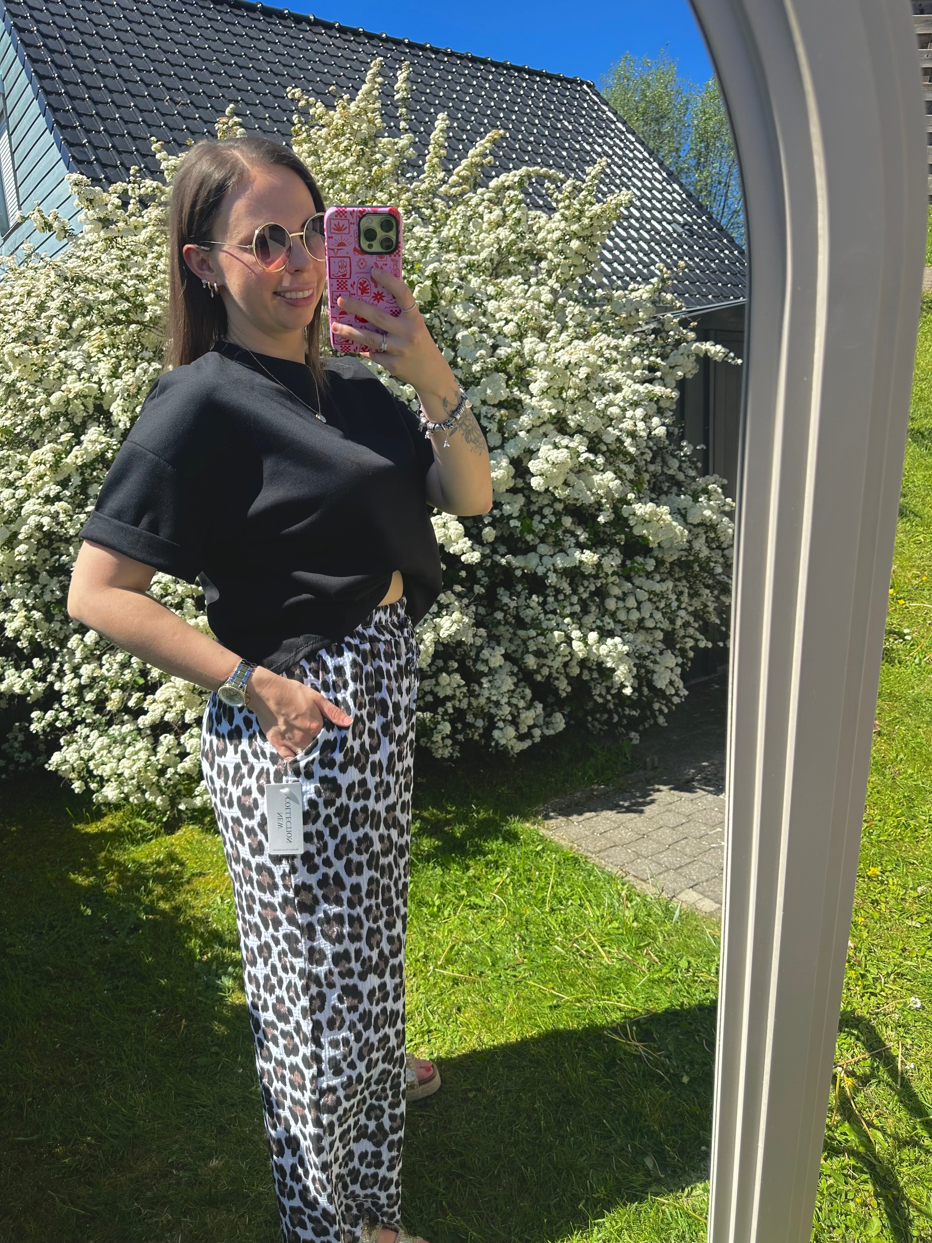 Marthe Leopard Pants White
