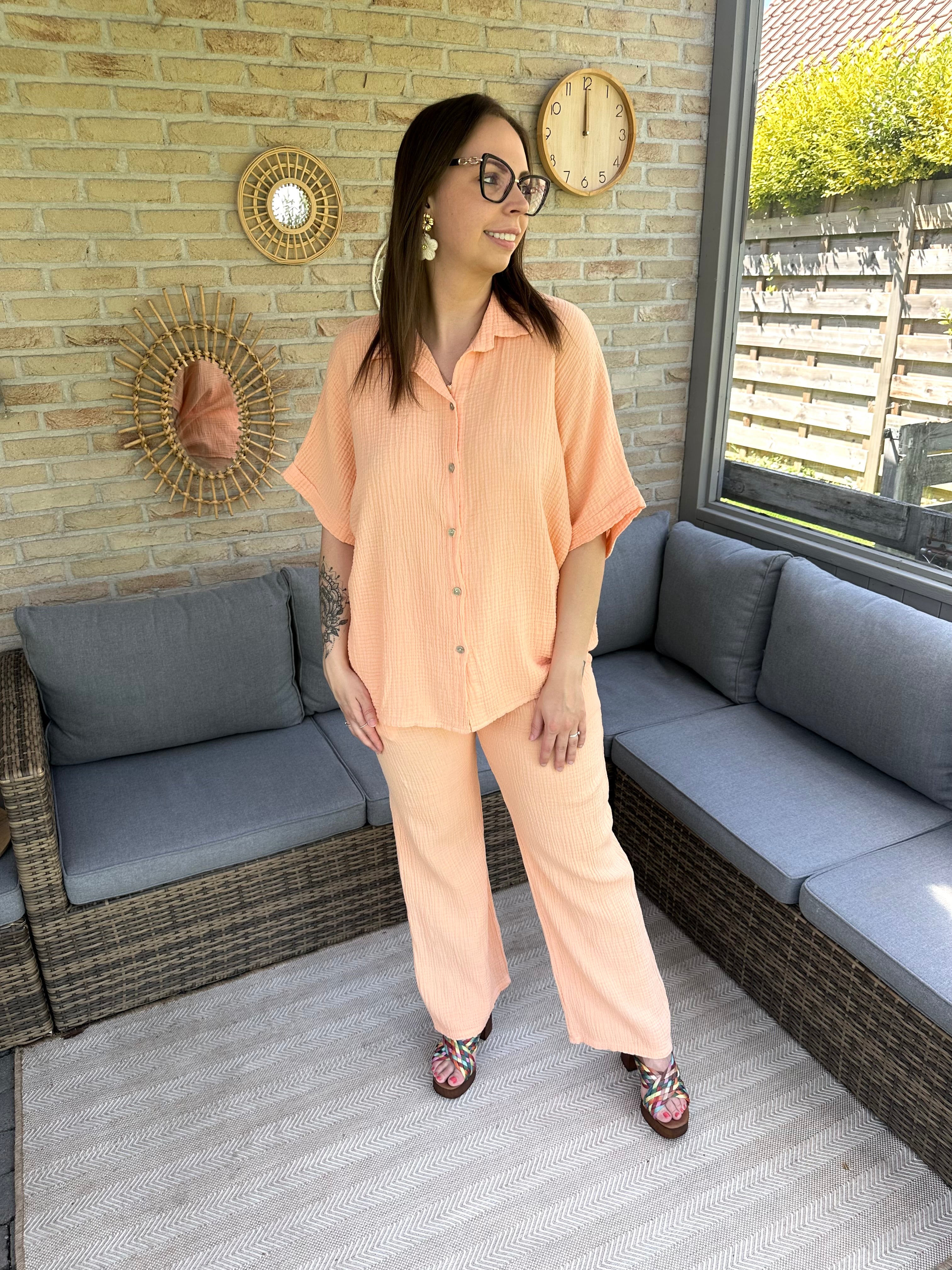 Isabella Blouse Korte Mouwen Salmon
