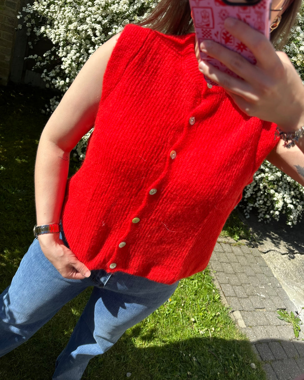 Evelien Alpaca Sleeveless Vest Red