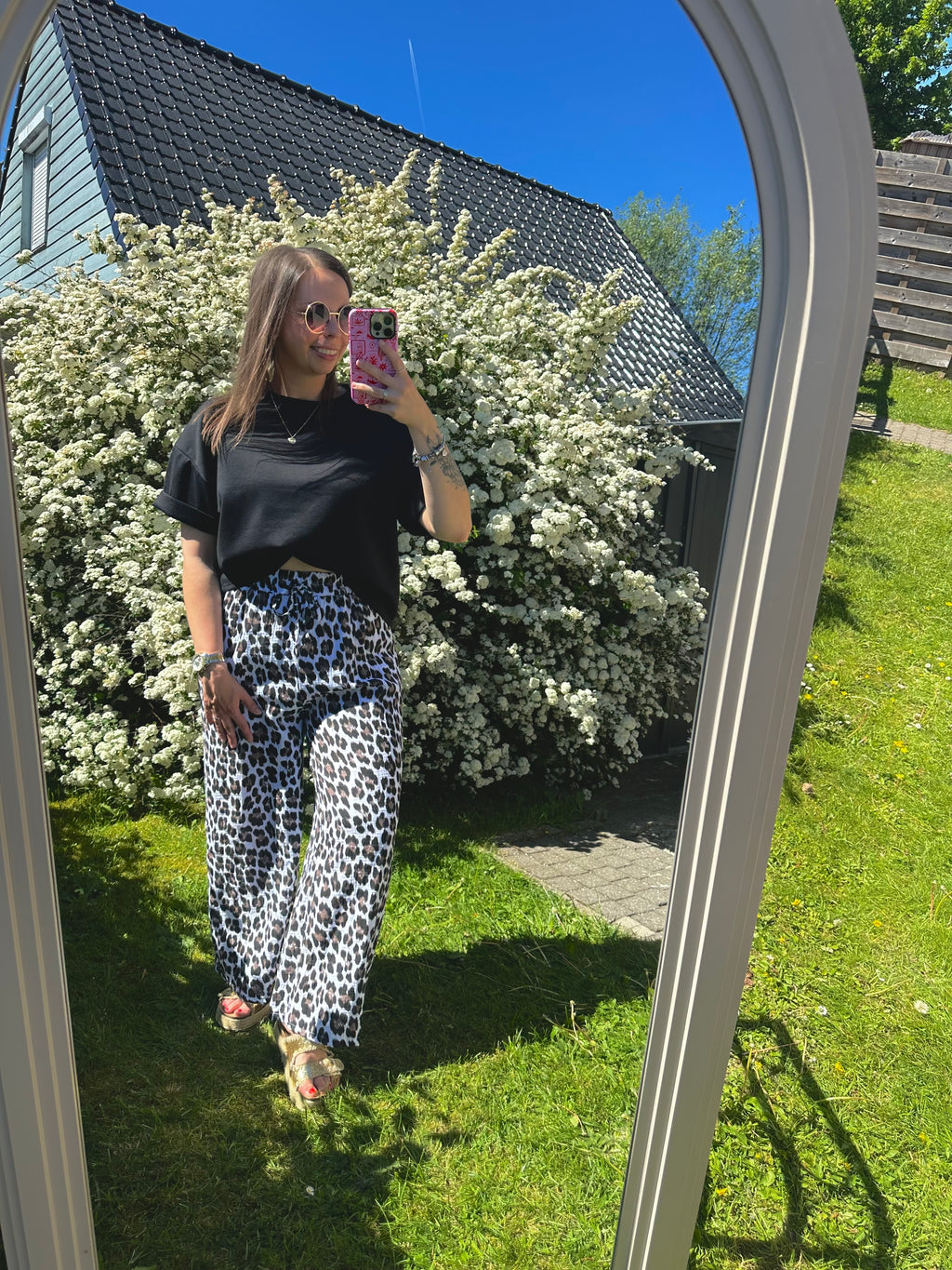 Marthe Leopard Pants White