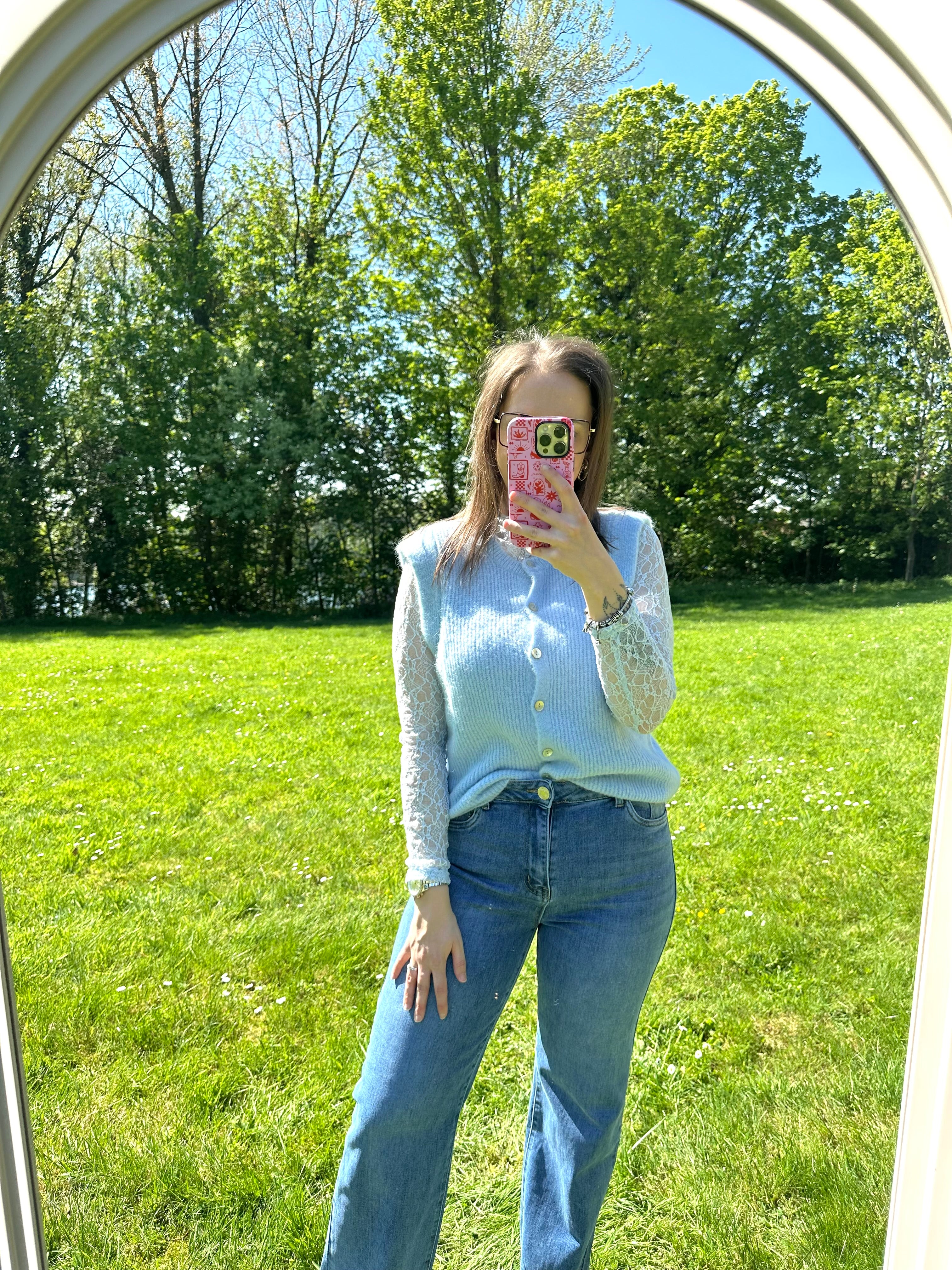 Evelien Alpaca Sleeveless Vest Sky Blue
