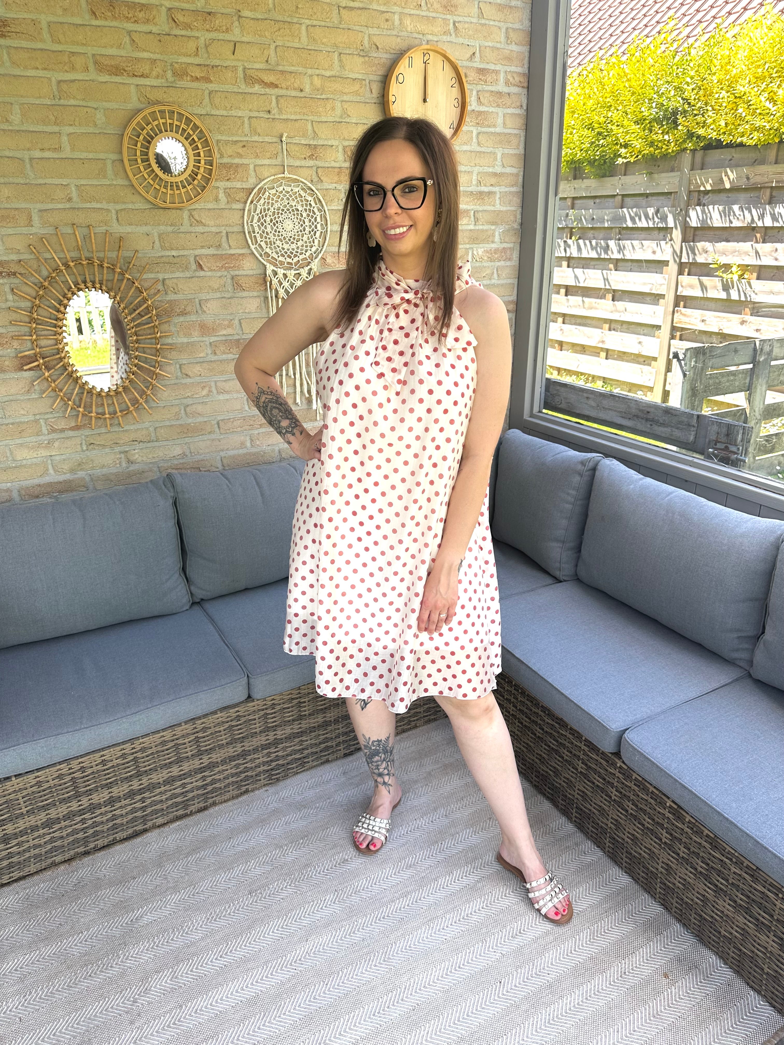 Sabrina Dress Polka Dots Burgundy