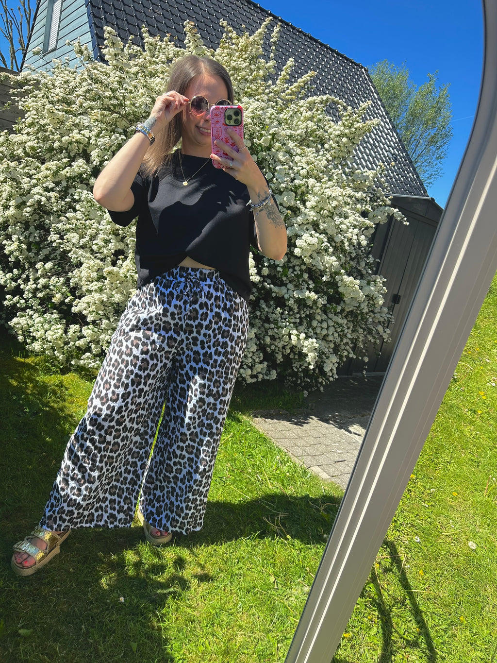 Marthe Leopard Pants White
