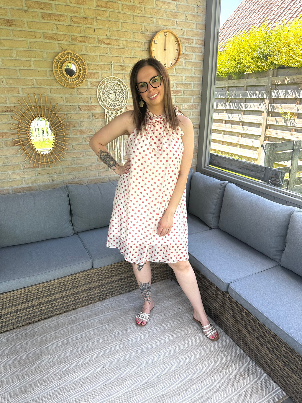 Sabrina Dress Polka Dots Burgundy