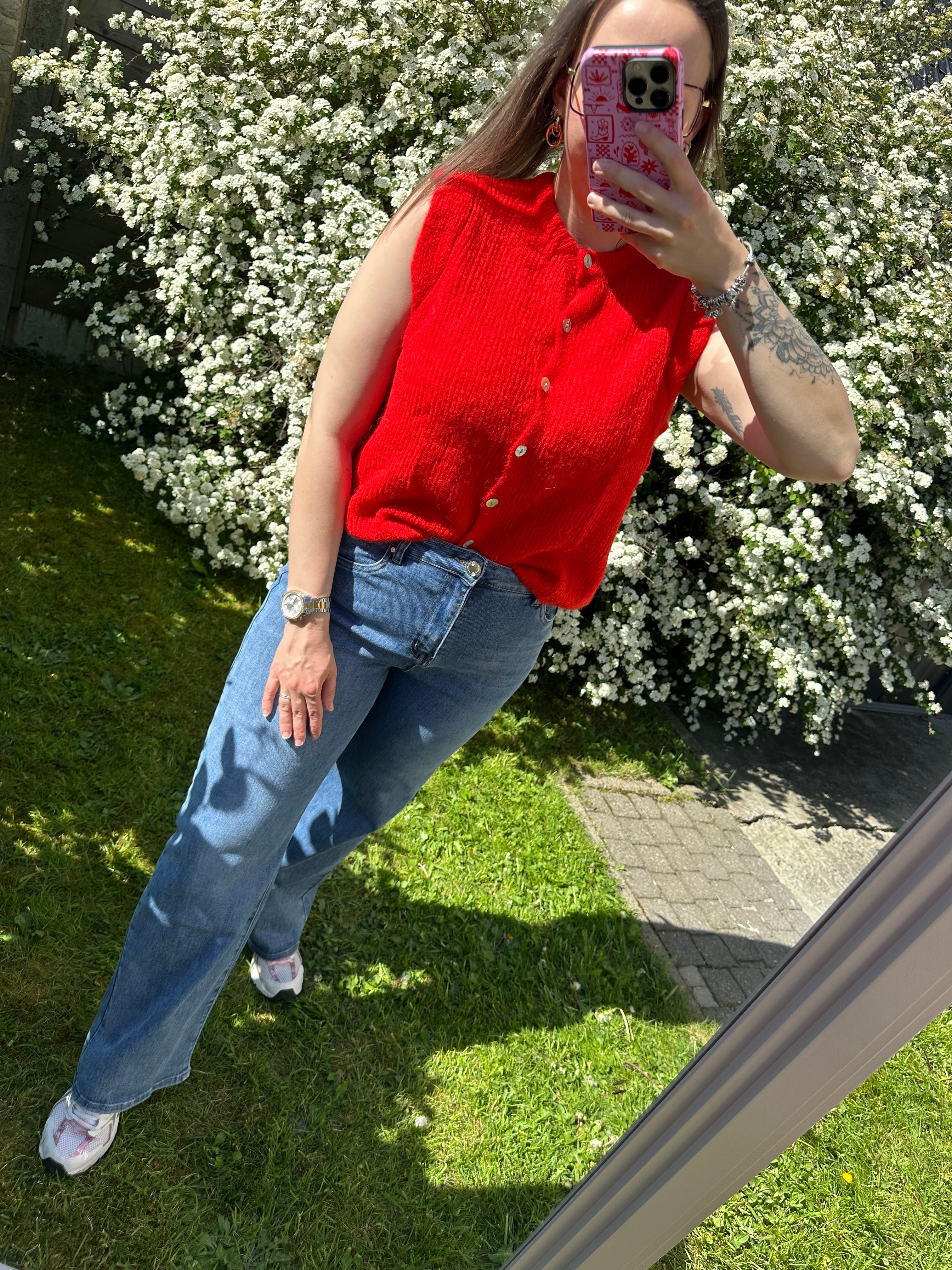 Evelien Alpaca Sleeveless Vest Red